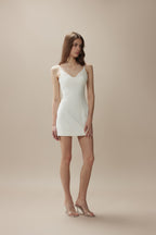 White Camellia Silhouette Dress