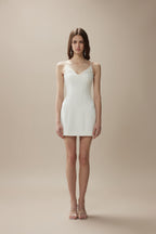 White Camellia Silhouette Dress