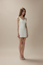 White Camellia Silhouette Dress