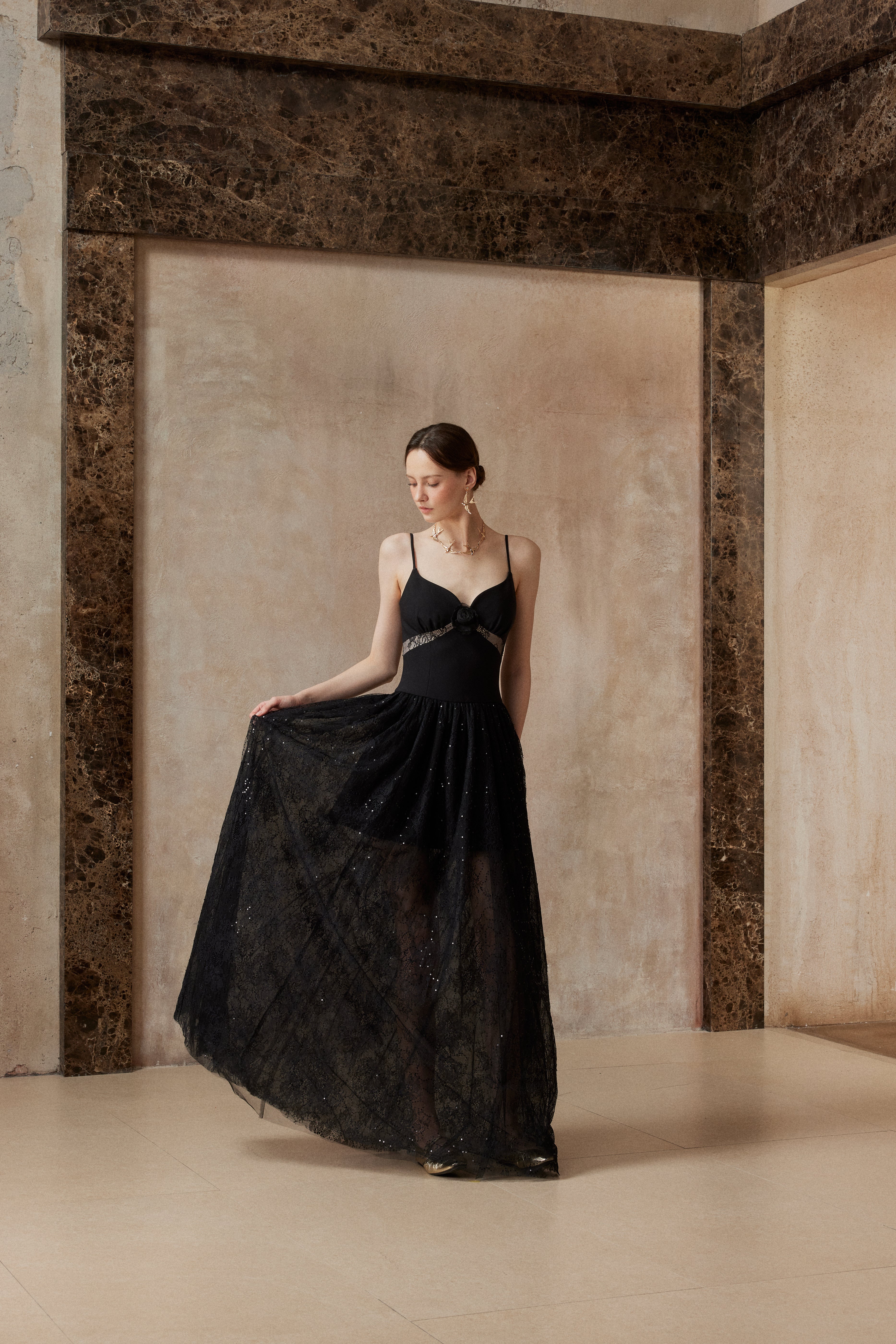 night fairy embroidered maxi dress Starry Night Long fairy dress Galartsy